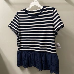 NWT Kate Spade Mixed Media Eyelet Tee